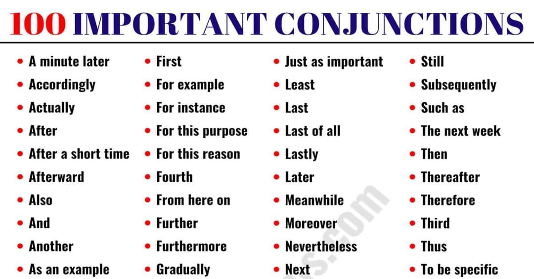 Conjunctions: List of Conjunctions in English with Useful Examples